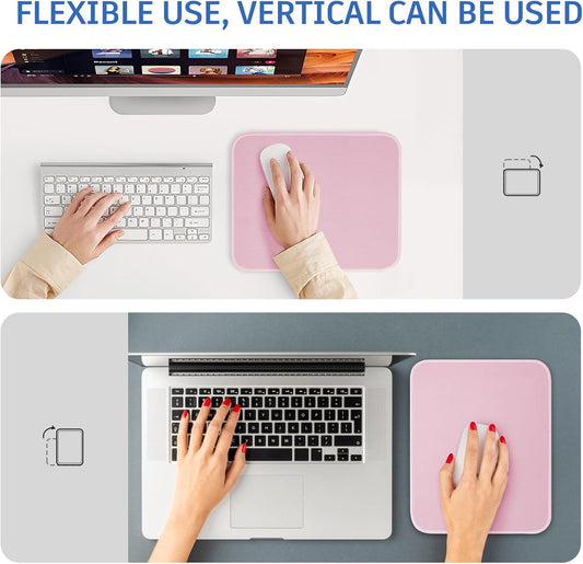 Pink Mouse Pad, Nice and Cute Mouse Pad, Splash-Proof Textured 10.2 x 8.2Inch, Stitched Edge Non-Slip Waterproof Rubber